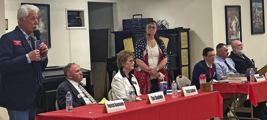 District 30 House of Representative candidates answer questions during a forum hosted by the Fall River Republicans held April 12 in Edgemont at the St. James Parish Hall. Submitted photo