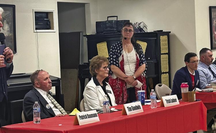 District 30 House of Representative candidates answer questions during a forum hosted by the Fall River Republicans held April 12 in Edgemont at the St. James Parish Hall. Submitted photo